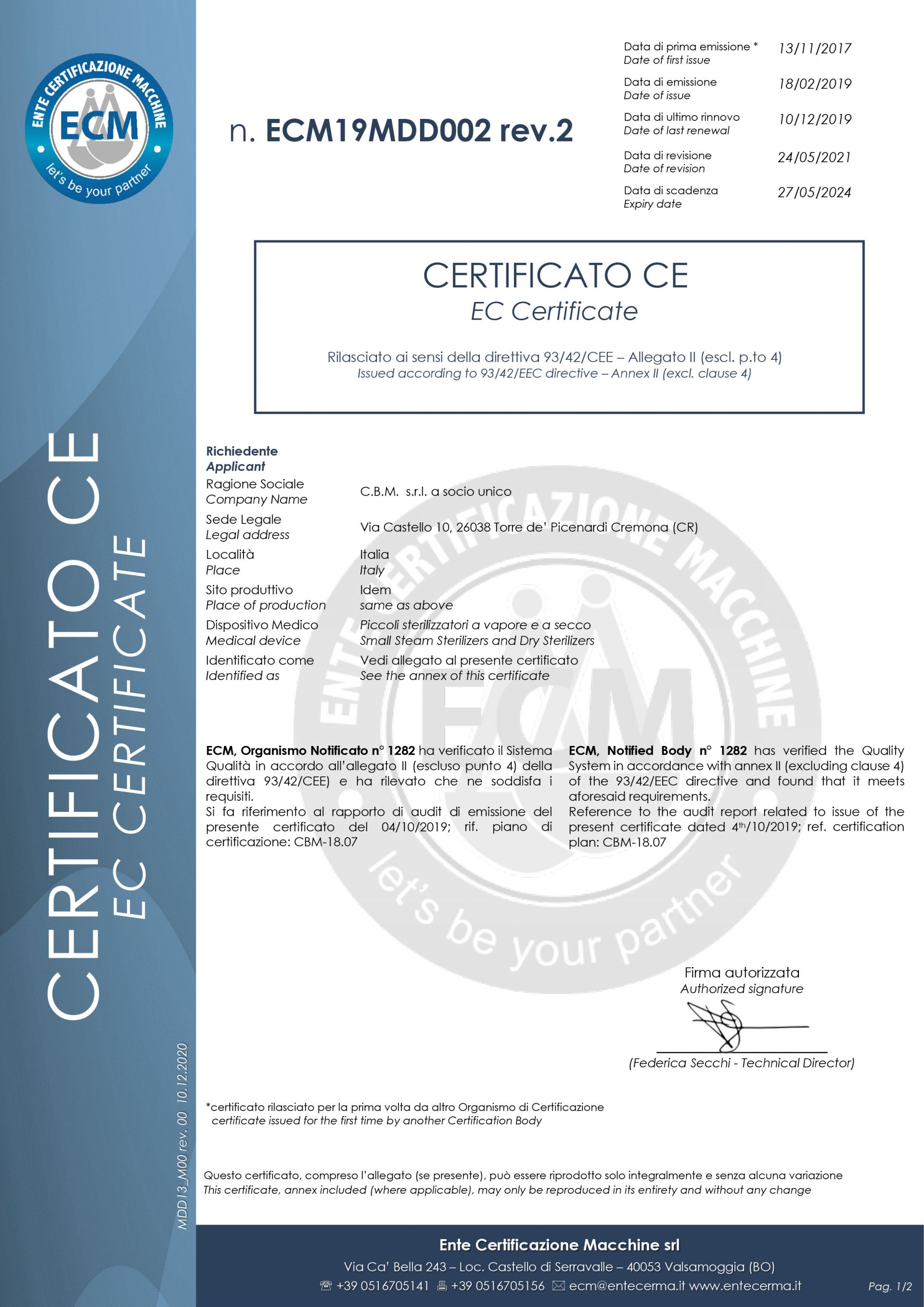 Certificato ECM CE-1282